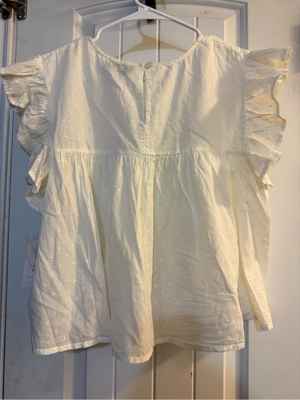 Jessica Simpson Cream Embroidered Ruffle Sleeve Top - Picture 2 of 2